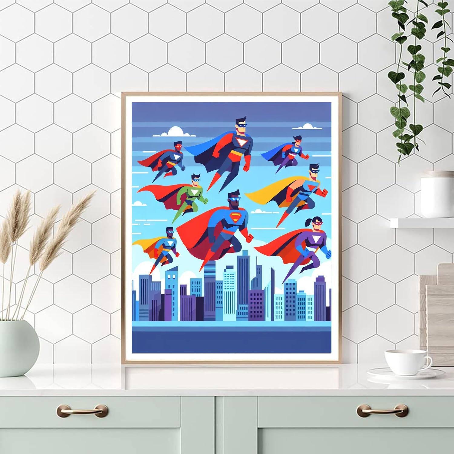 Superhero Skyline Numbered Painting Kits