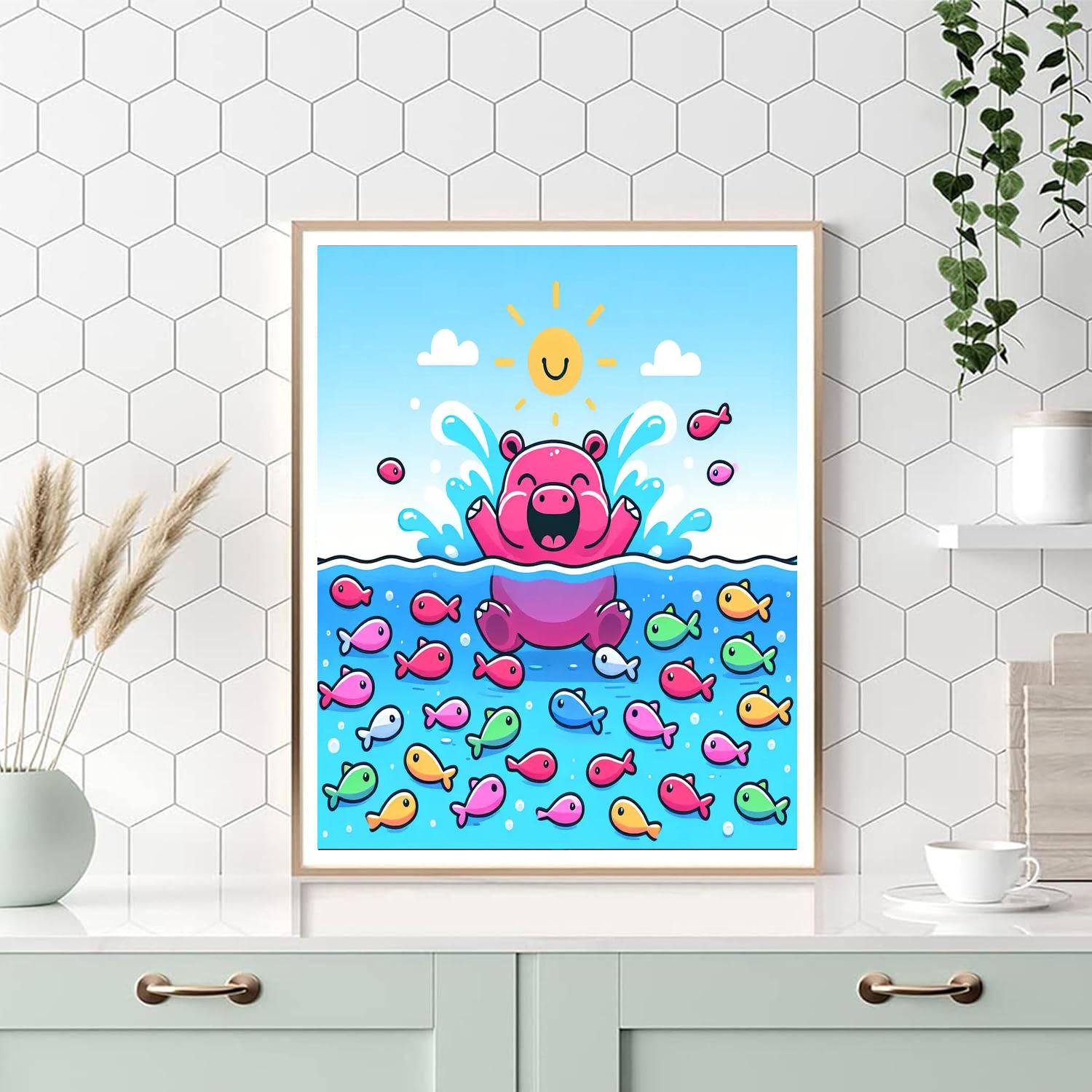 Jolly Hippo Number Painting