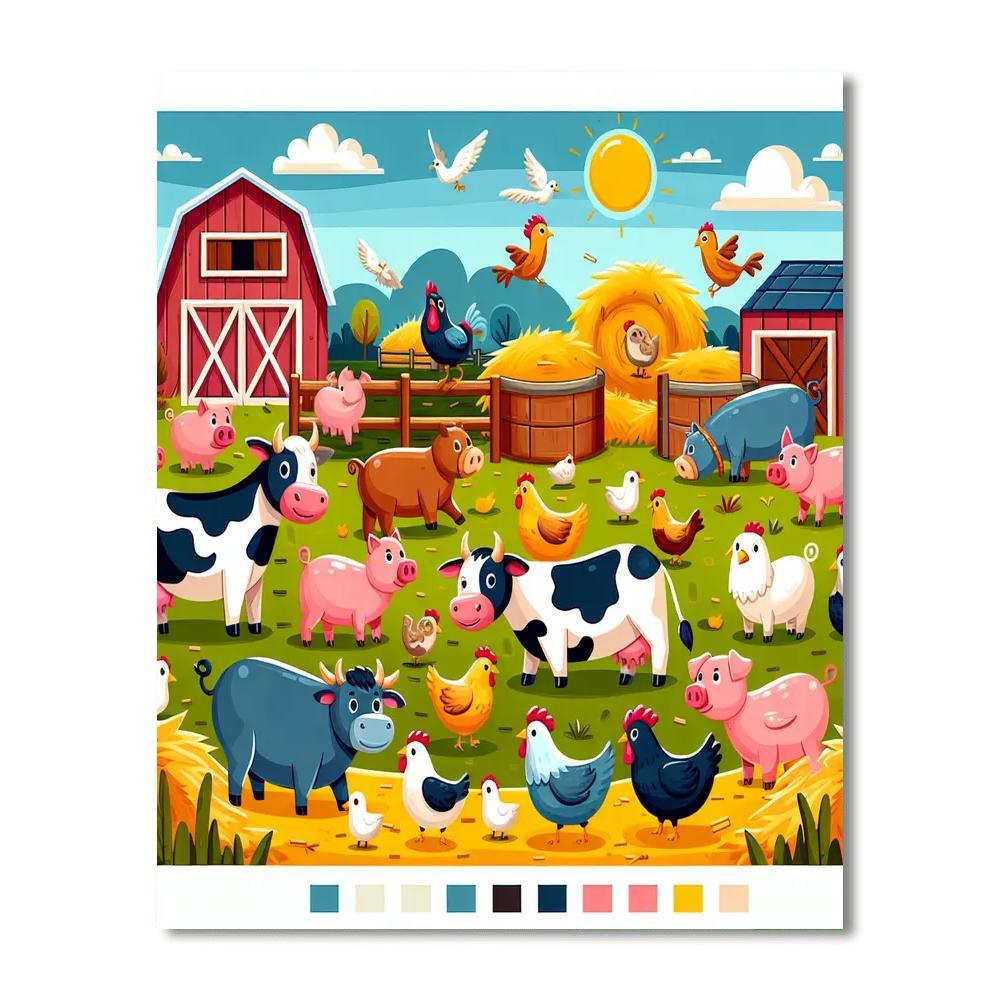 Farmyard Animal Party Numbered Painting Kits