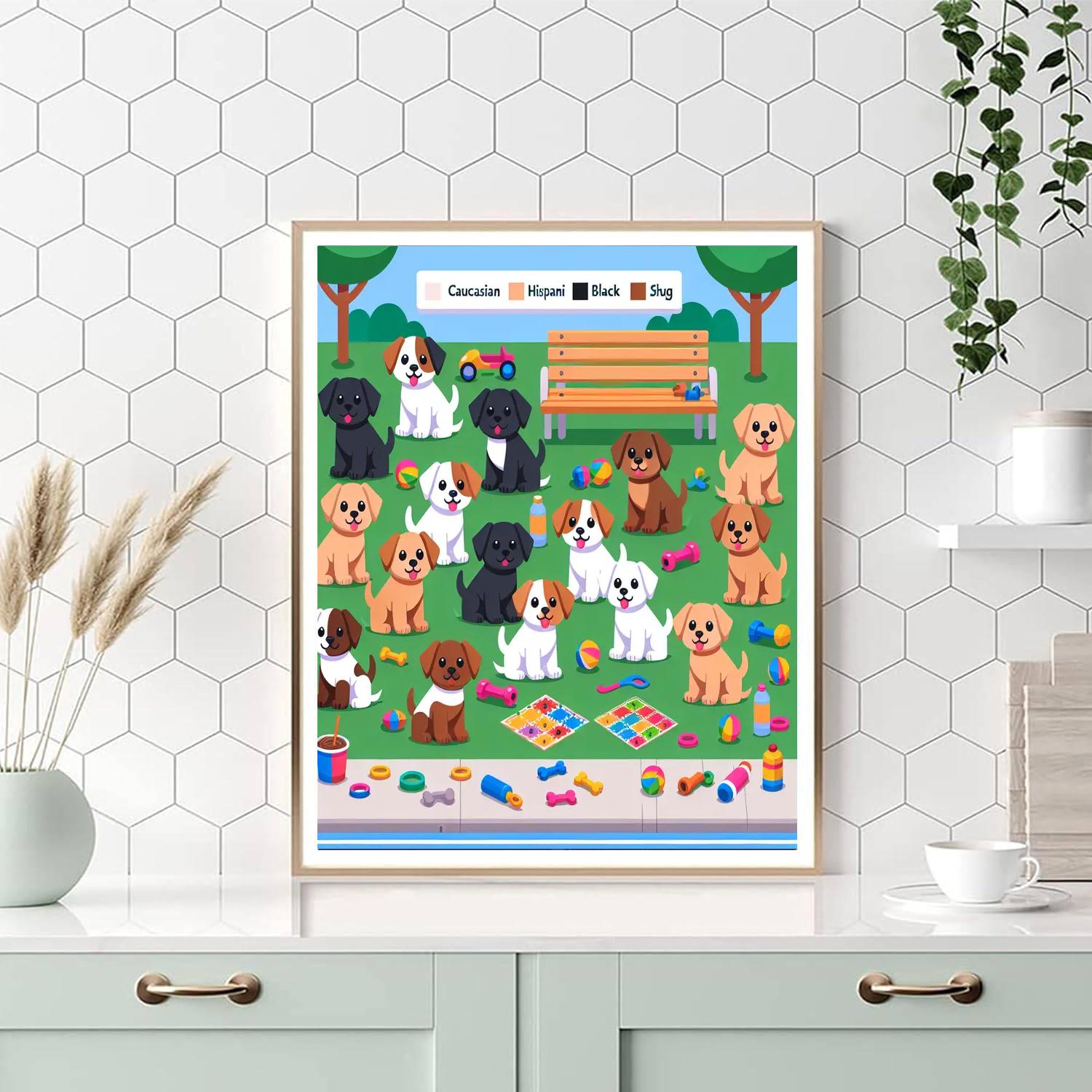 Puppy's Playful Park Day Painting Number Kit