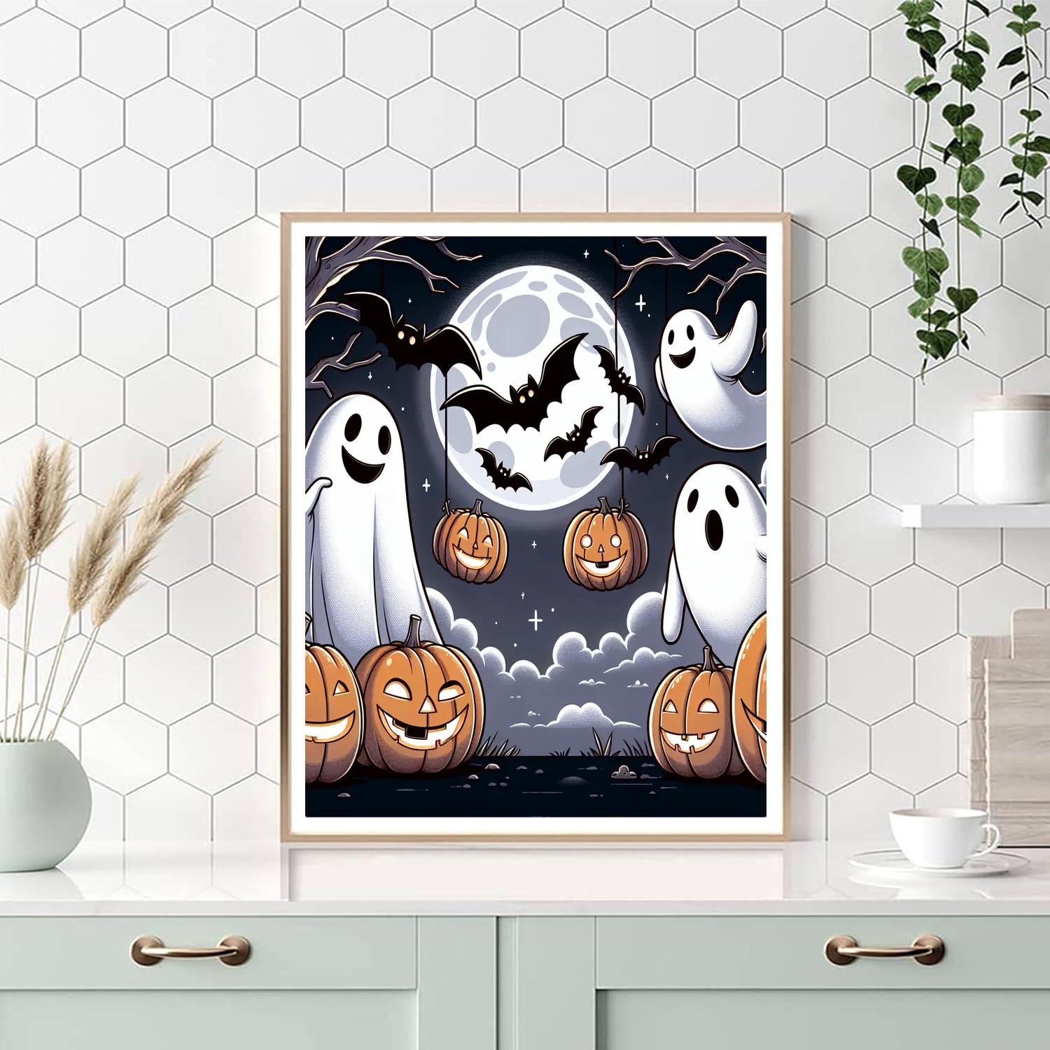 Giggling Ghosts At Halloween Paint By Numbers Art