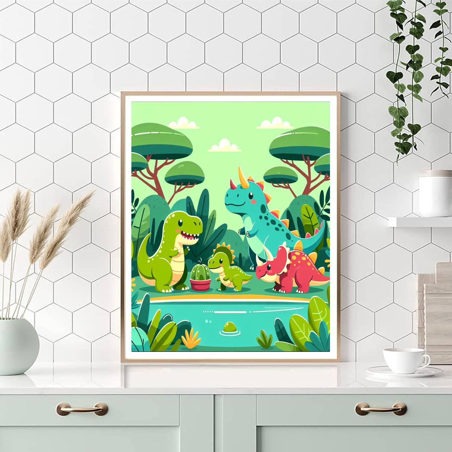Dinosaur Jungle Hideout Painting By Numbers Kit