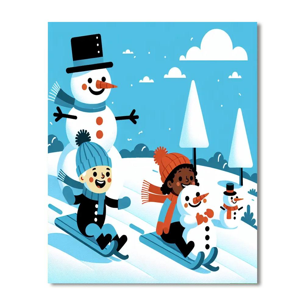 Snowy Winter Scene Paint By Numbers Art