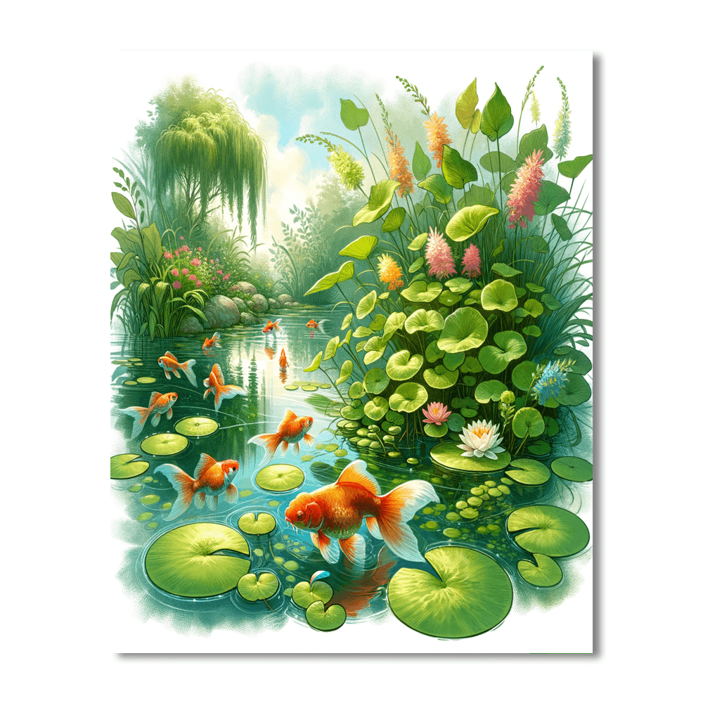Elegant Goldfish Pond Paint By Numbers Kits