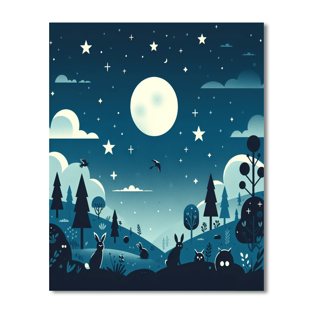 Enchanted Moonlit Night Number Painting