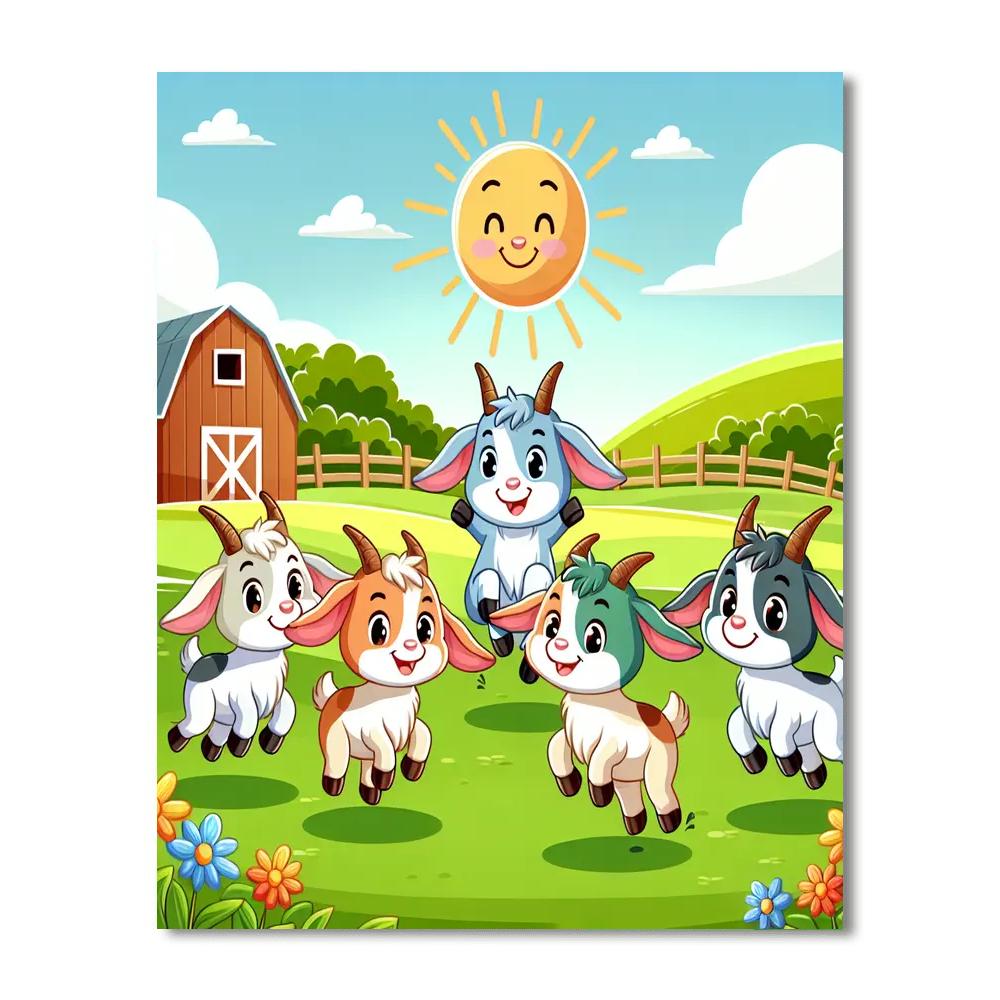 Giggles With Goats Painting Number Kit