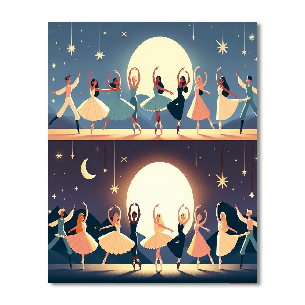 Magical Moonlight Ballet Number Painting