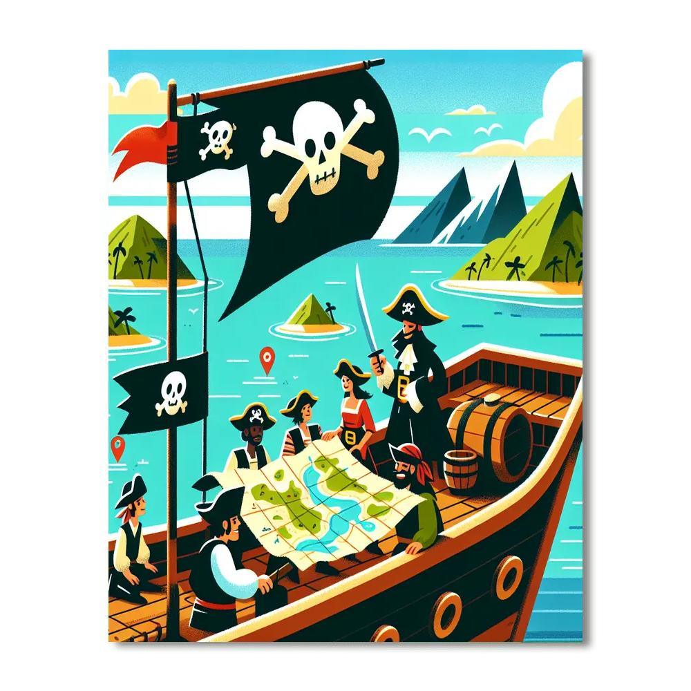 Pirate Ship Treasure Hunt Painting Number Kit