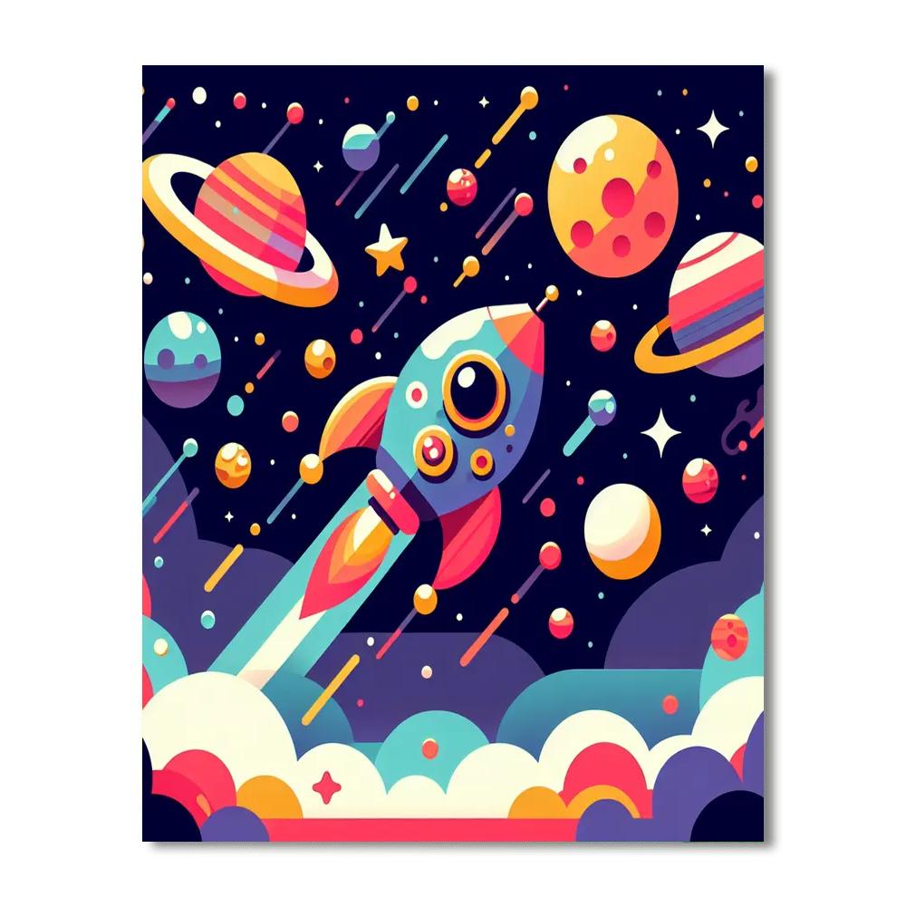 Galaxy Explorer Spaceship Painting By Numbers Kit