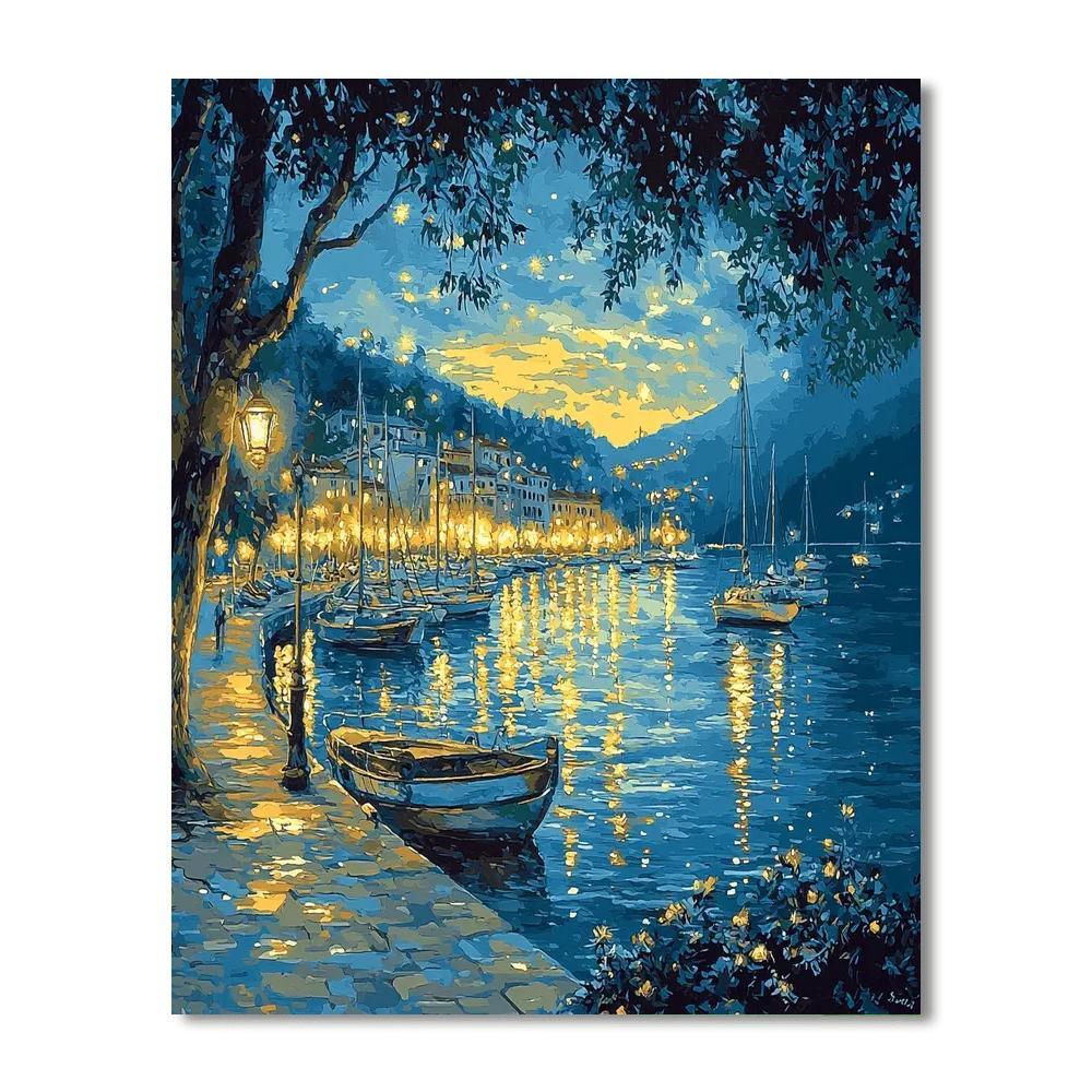 Claude Monet Inspired Luminous Harbor Lights  Paint By Numbers