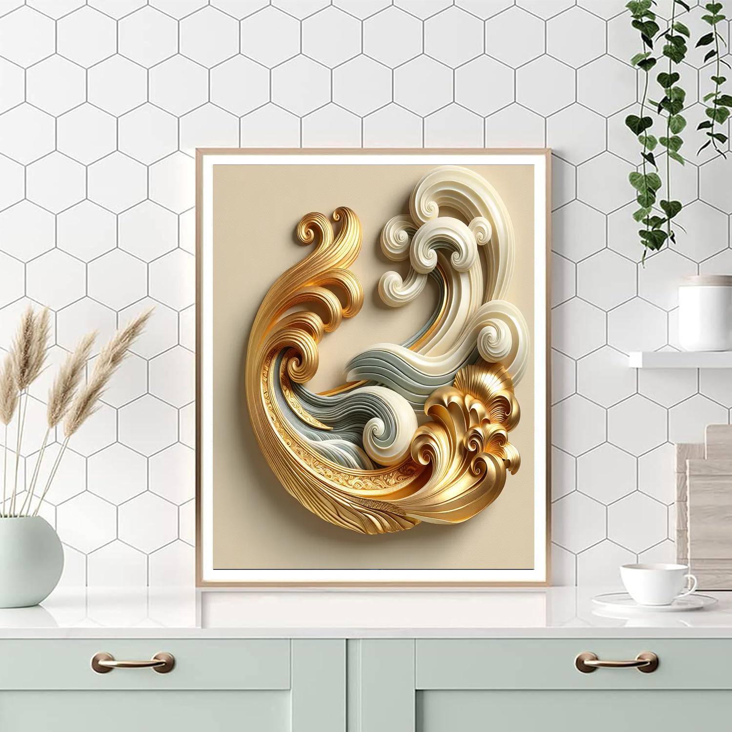 Gilded Waves Sculpture Paint By Number