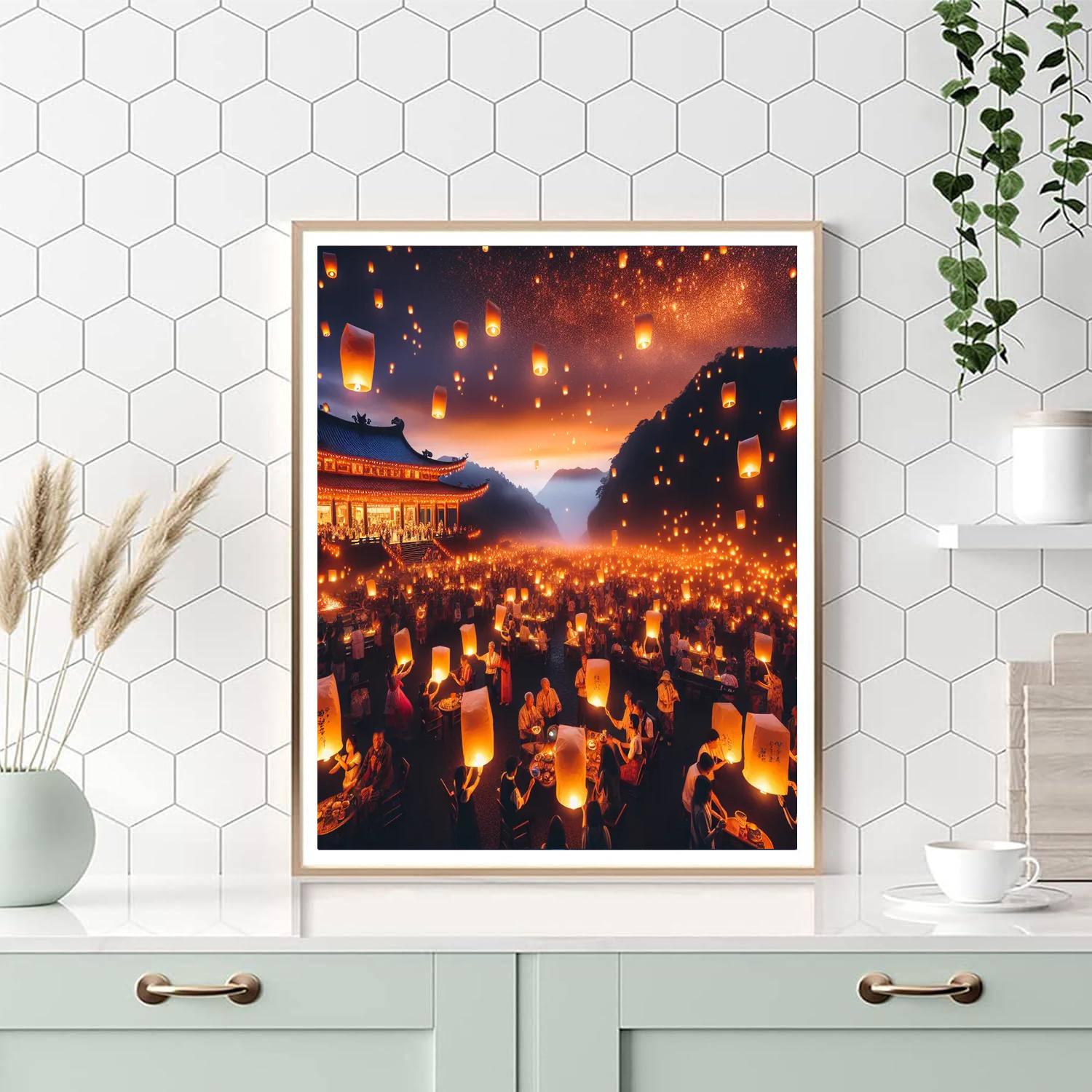 The Pingxi Sky Lantern Festival - Taiwan Numbered Painting Kits