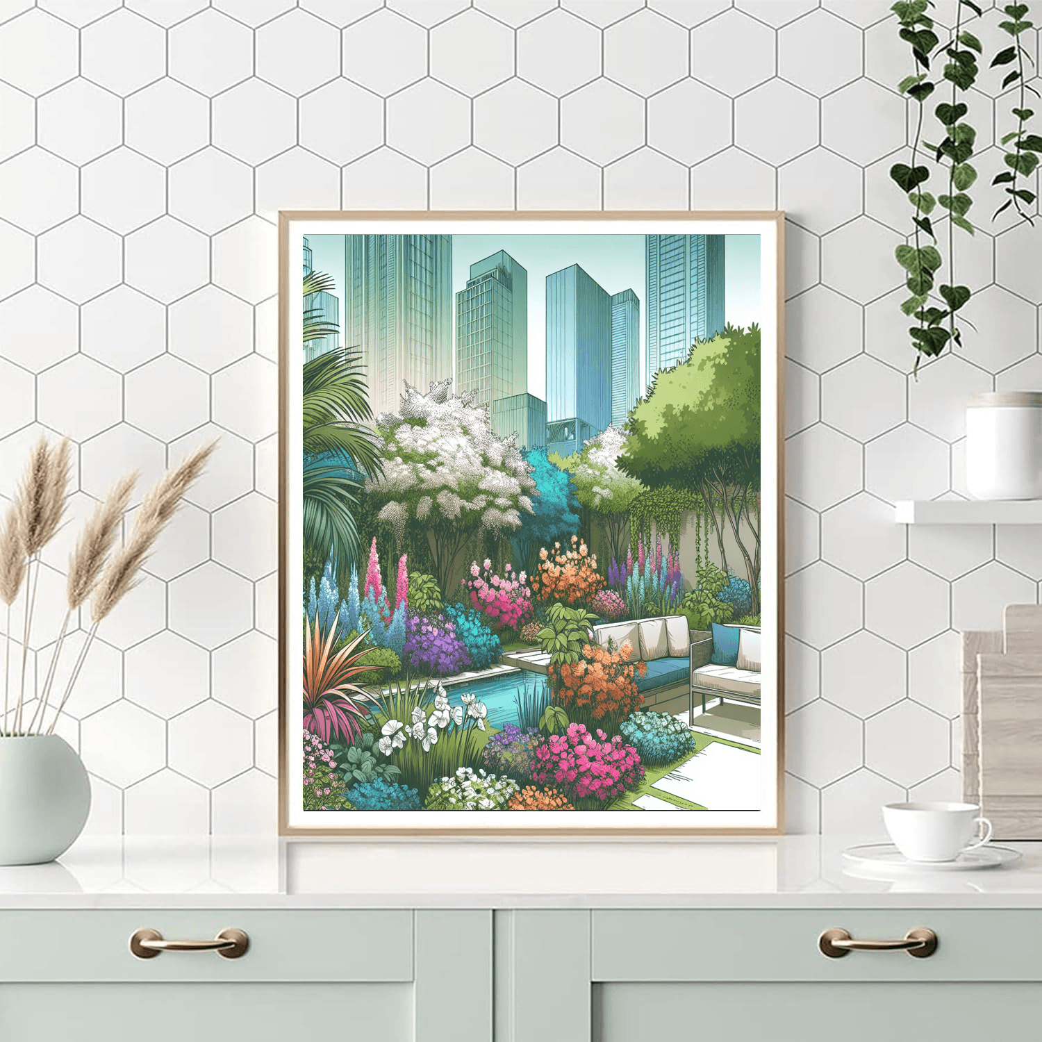 Charming Urban Garden Painting Number Kit