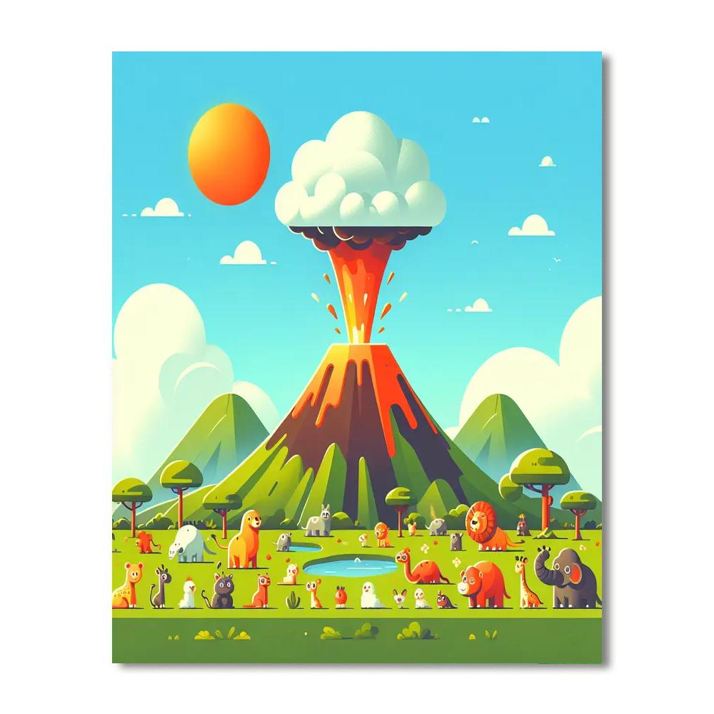 Bubbling Volcano Adventure DIY Paint By Numbers