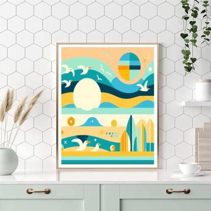 Artistic Ocean Waves Number Painting