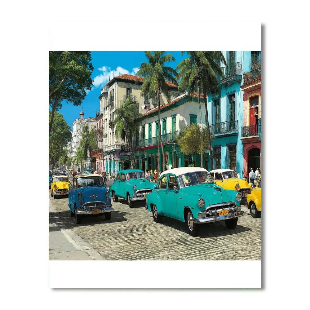 Havana's Vintage Car Tour DIY Paint By Numbers