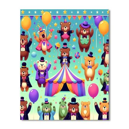 Silly Circus Bears Number Painting