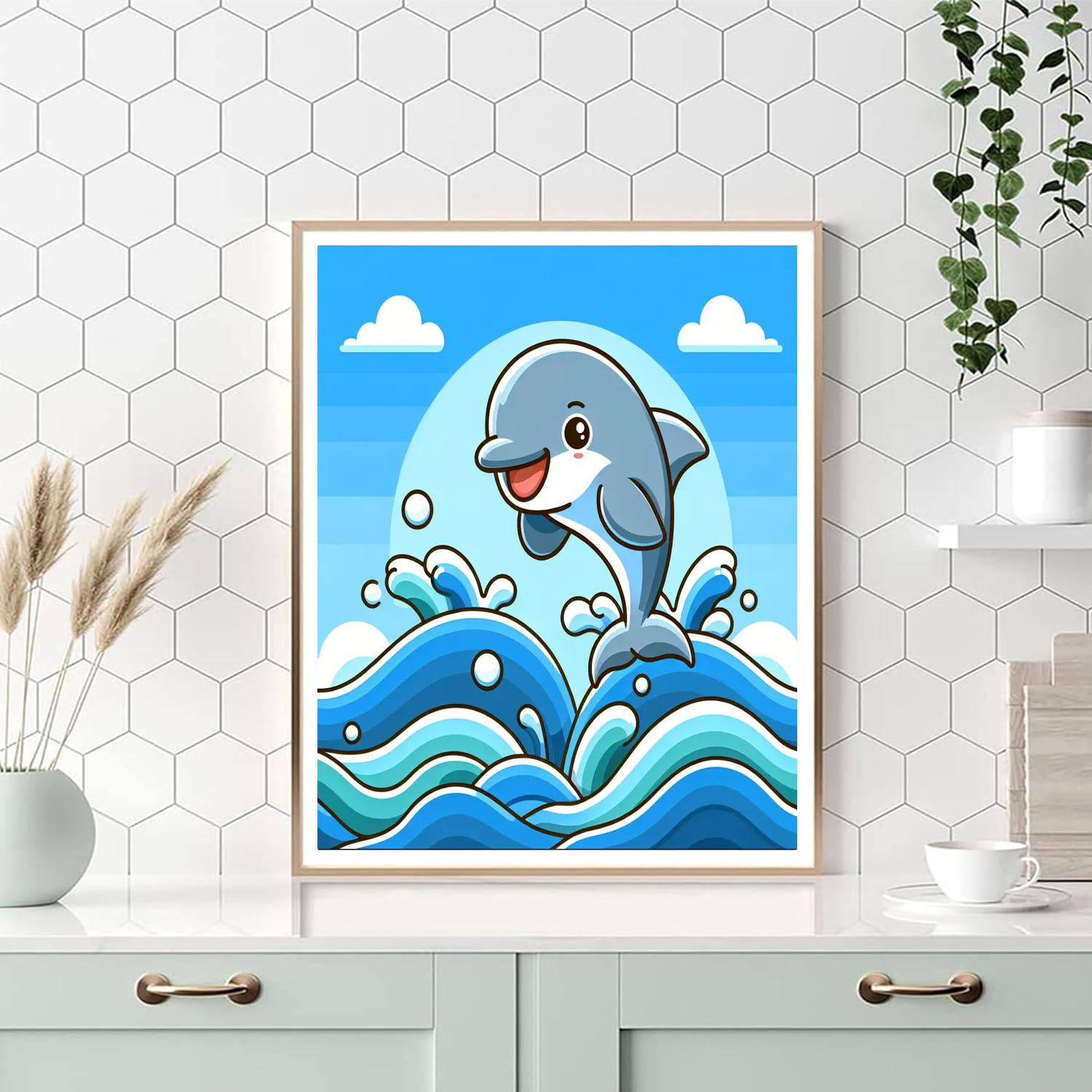 Frolicking Dolphin Adventure Painting Number Kit