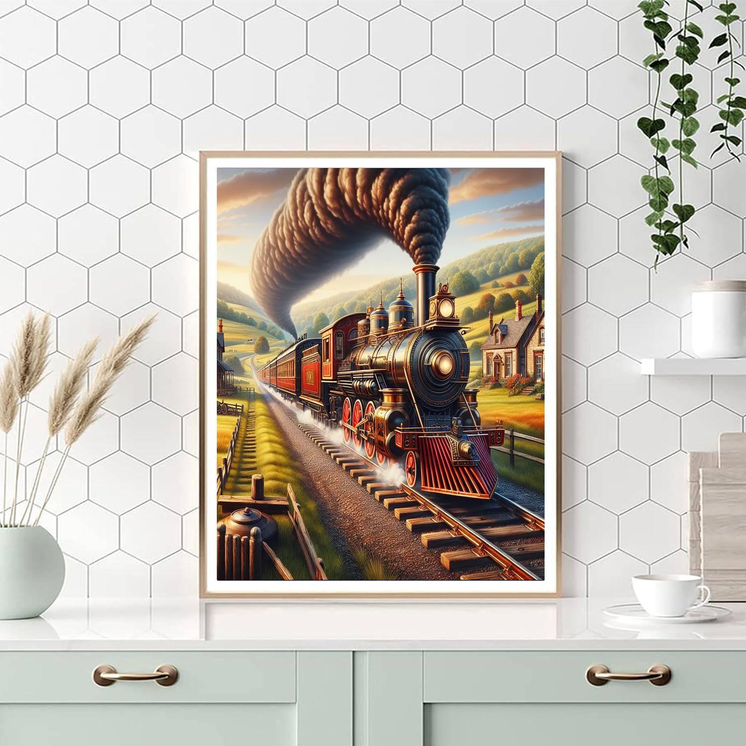Charming Vintage Train Adventure DIY Paint By Numbers