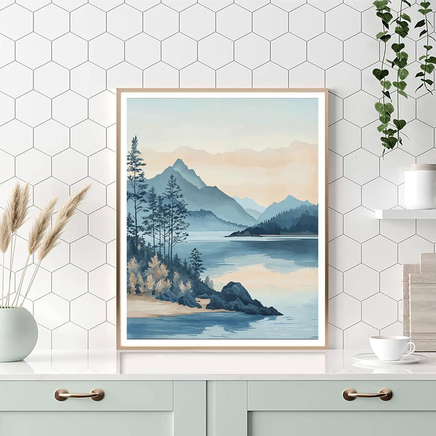 Zhao Mengfu Inspired Tranquil Shorelines  Numbered Painting Kits