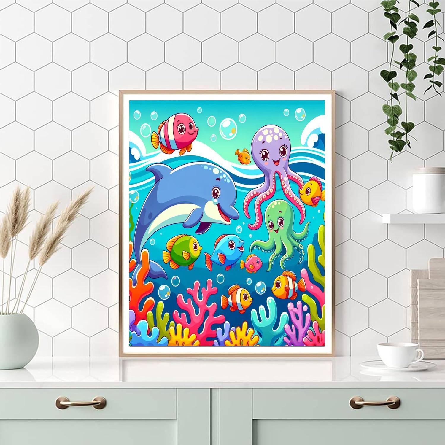 Cheerful Underwater Exploration Painting By Numbers Kit