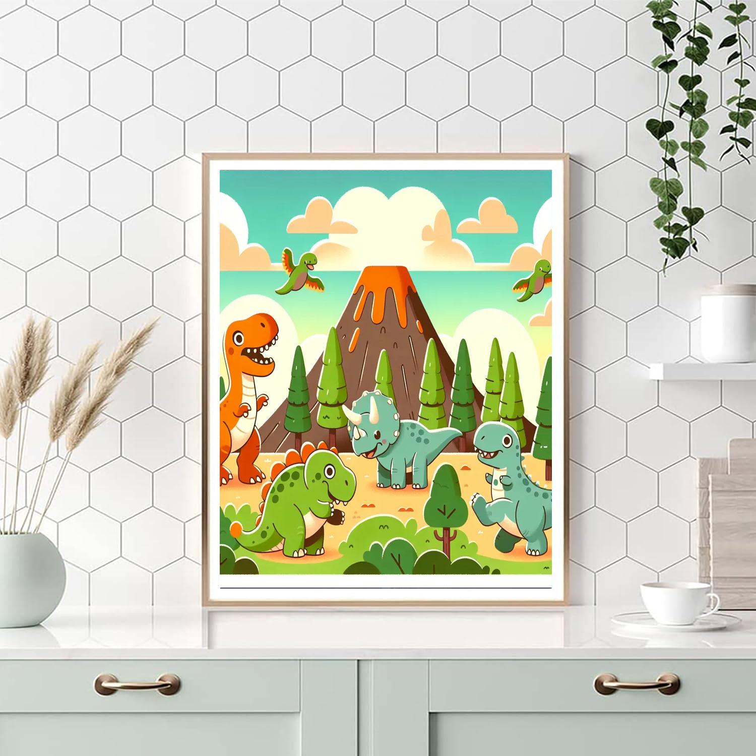 Prehistoric Playground Paint By Numbers Art