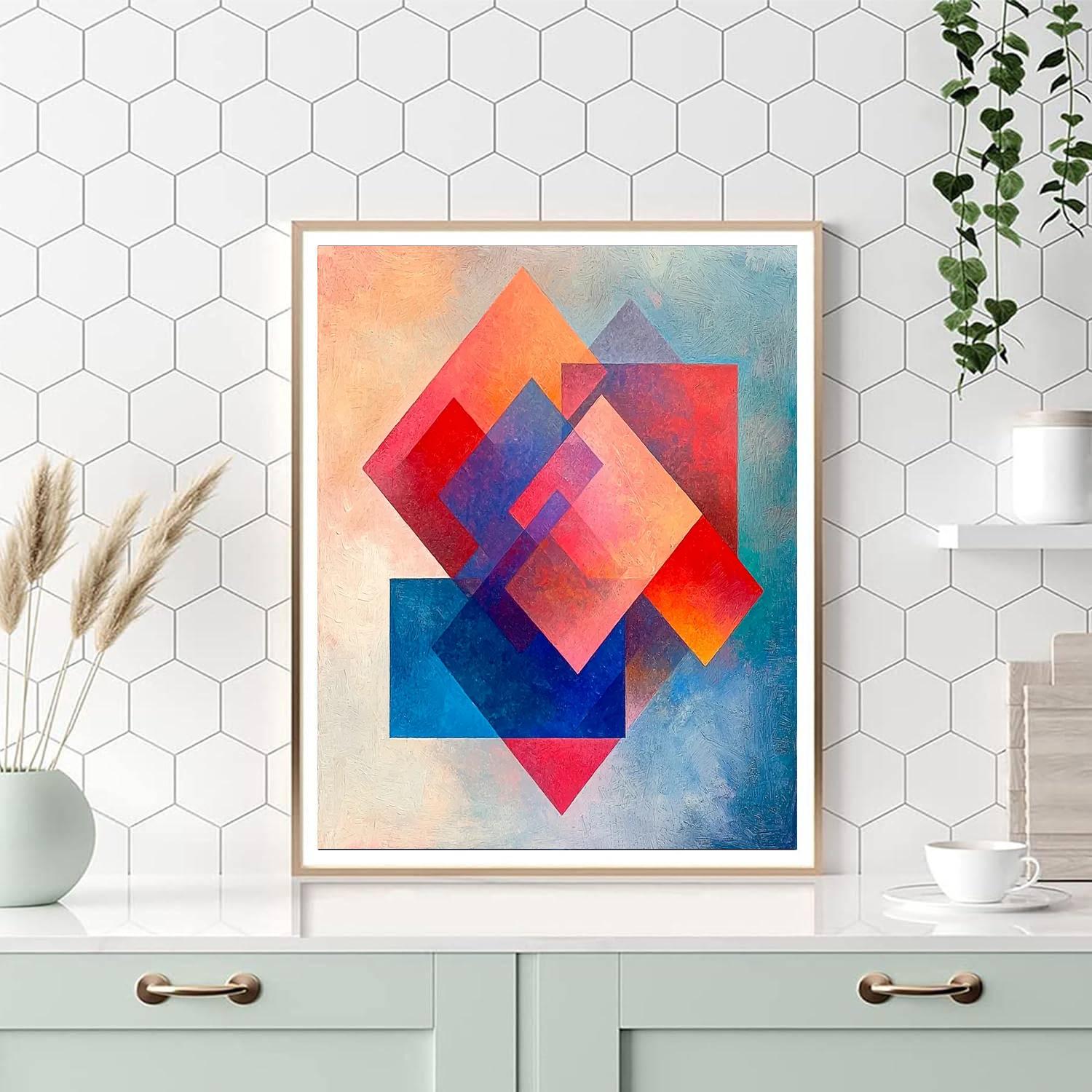 Kazimir Malevich Inspired Layered Perspectives  DIY Paint By Numbers