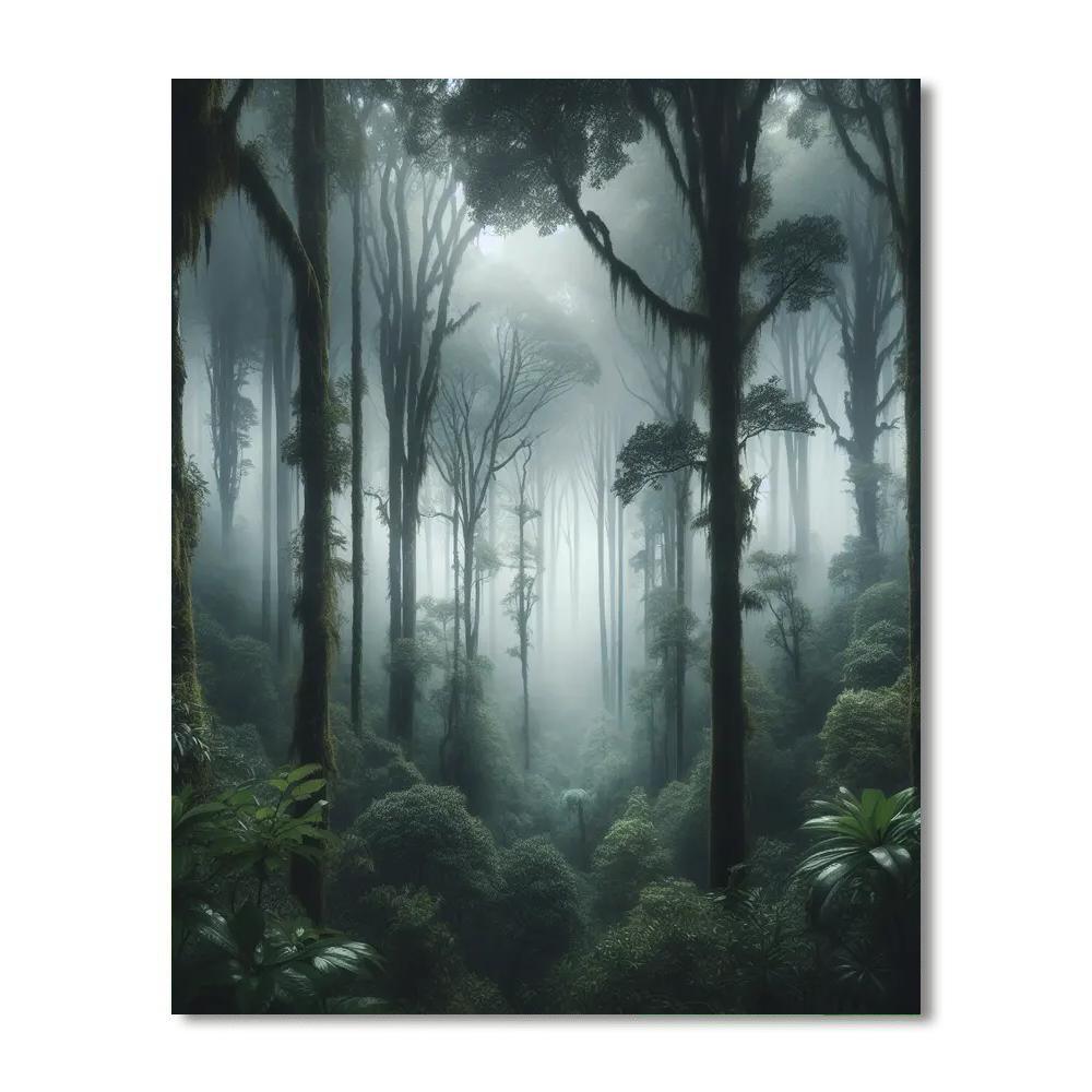 Mysterious Foggy Woods Painting By Numbers Kit