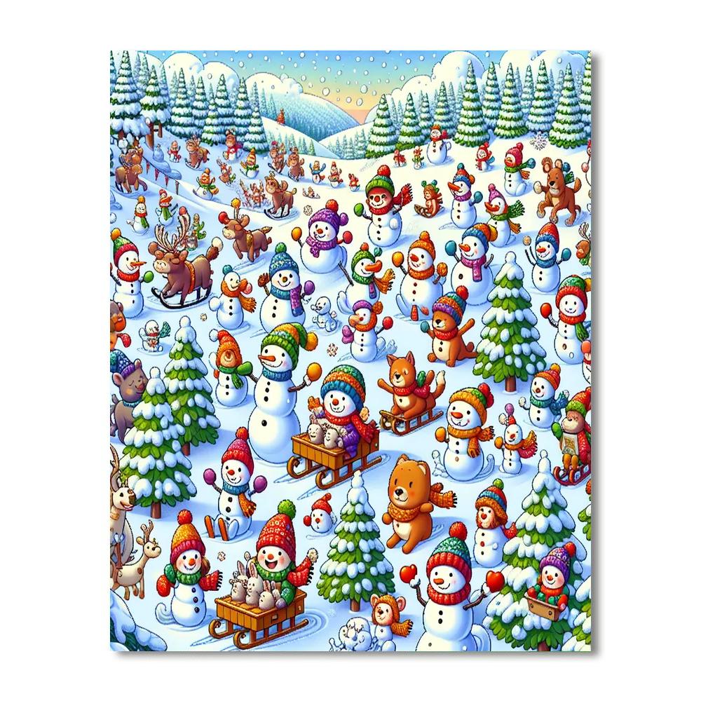Cheerful Winter Adventure Paint By Numbers Art