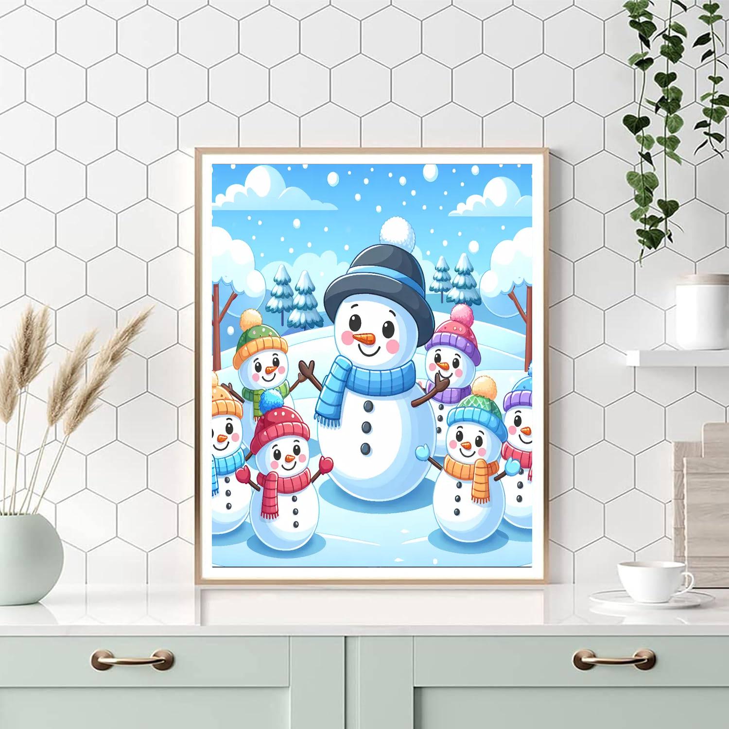 Happy Snowmen Paint By Numbers Art