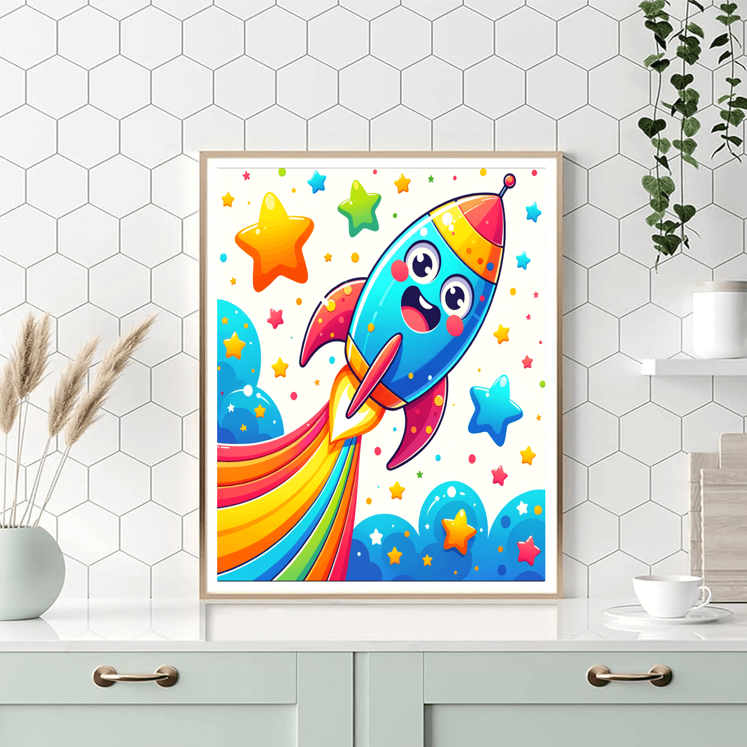 Rainbow Rocket DIY Paint By Numbers