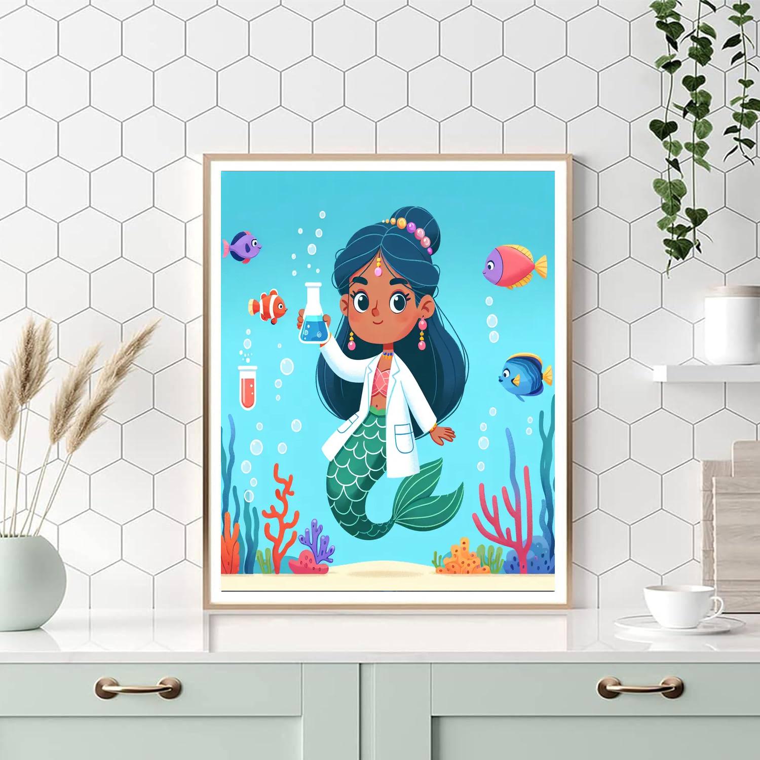 Mermaid Scientist Number Painting