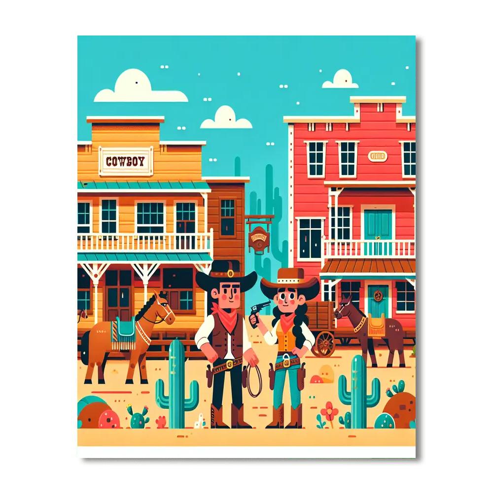 Wild West Town Showdown Number Painting
