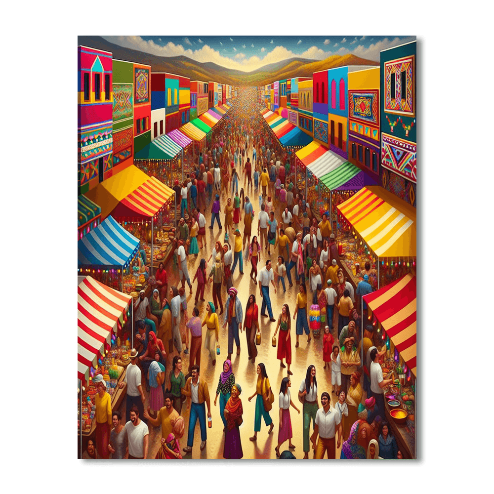 Cheerful Village Festival DIY Paint By Numbers