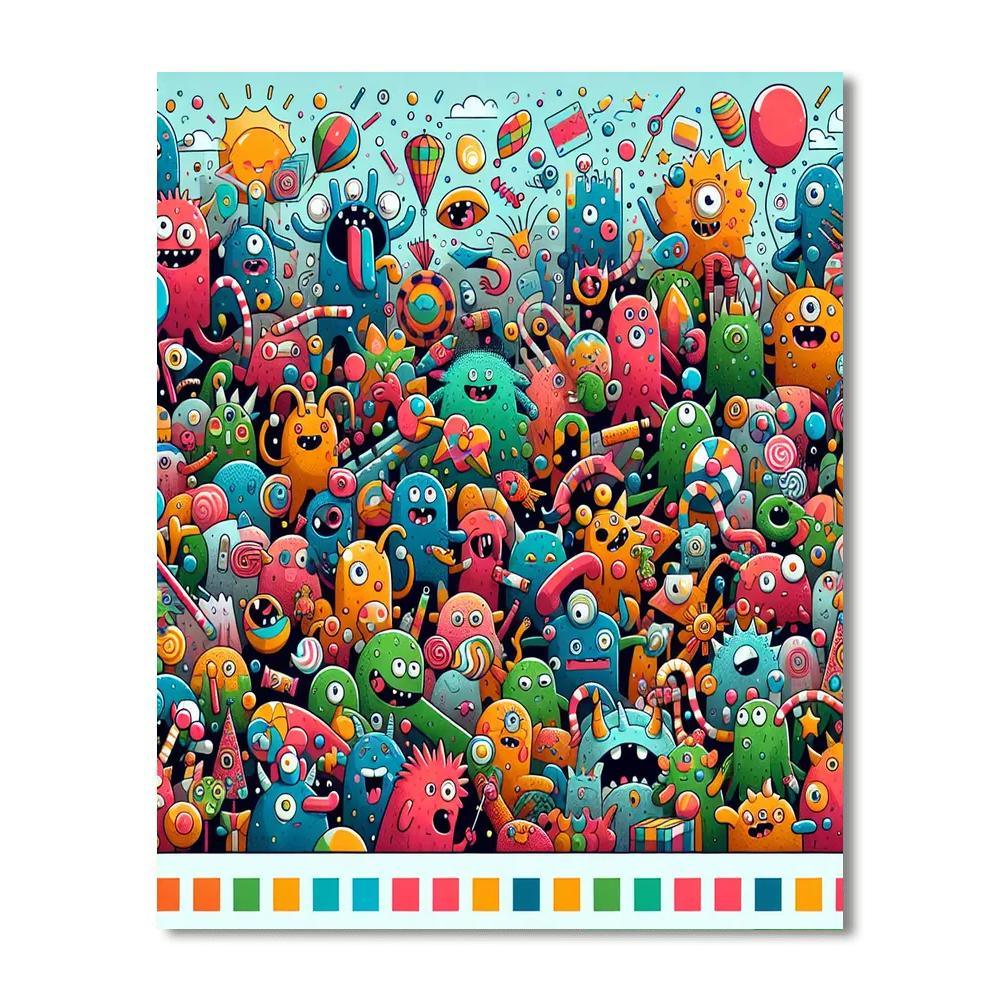 Friendly Monster Mash-up Paint By Number
