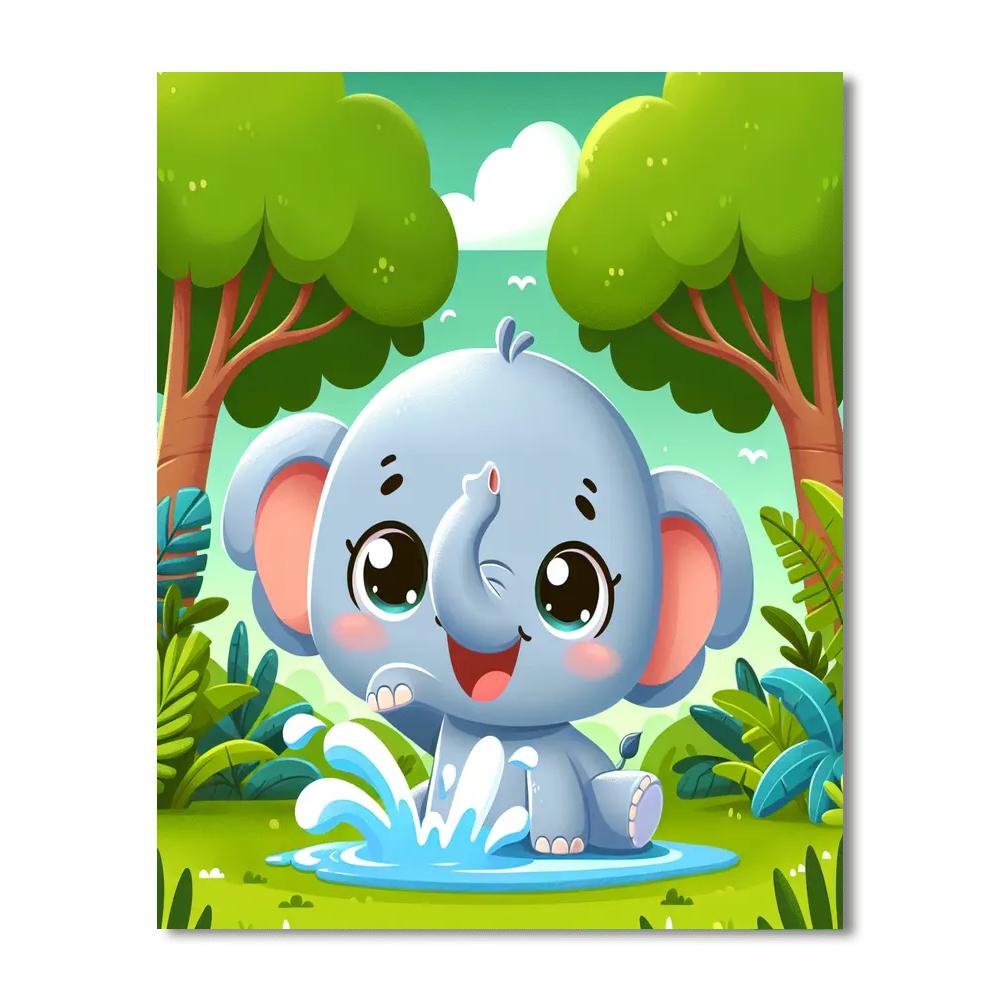 Adventurous Baby Elephant Painting Number Kit