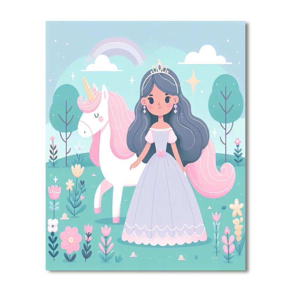 Princess And The Magic Unicorn Number Painting