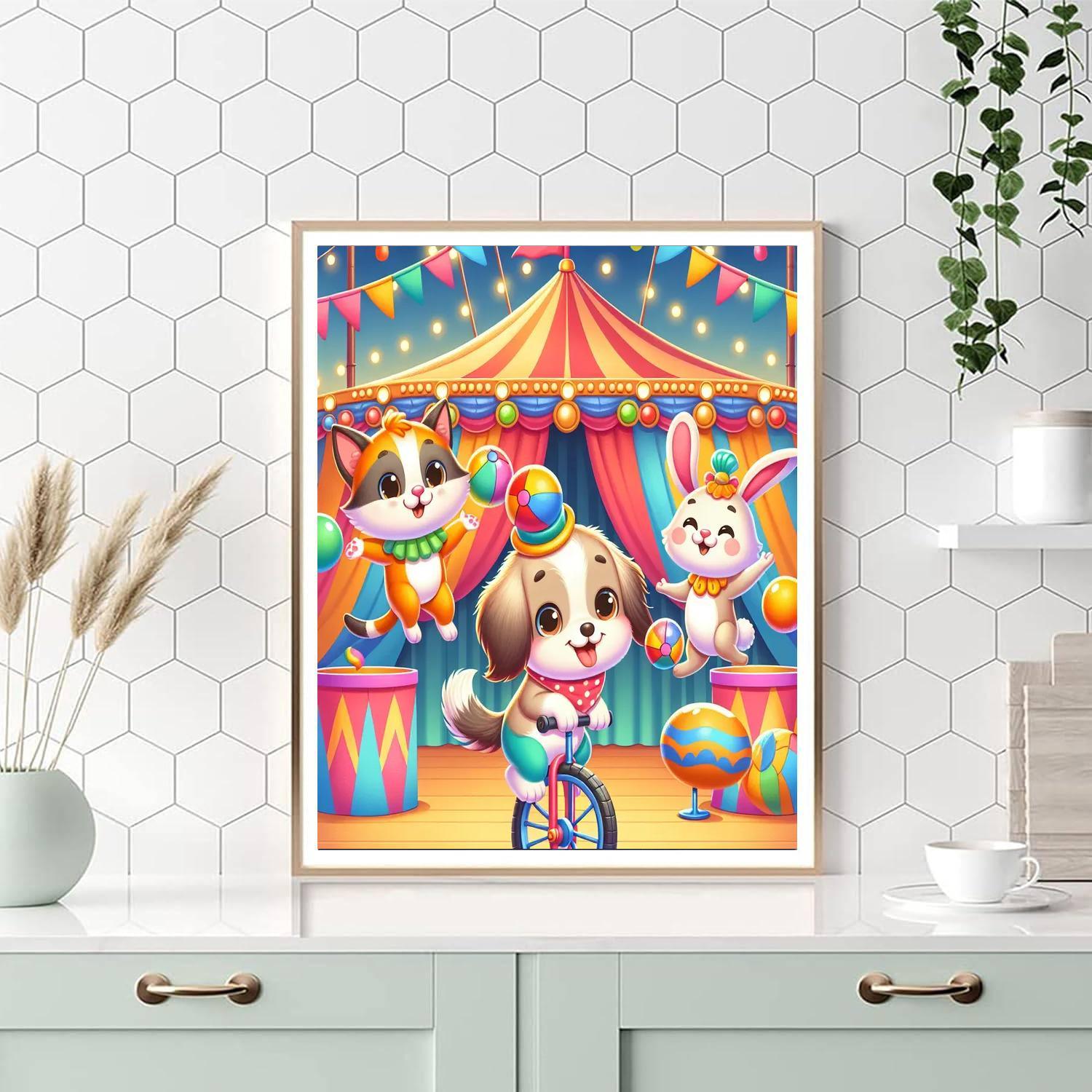 Cuddly Critter Circus DIY Paint By Numbers