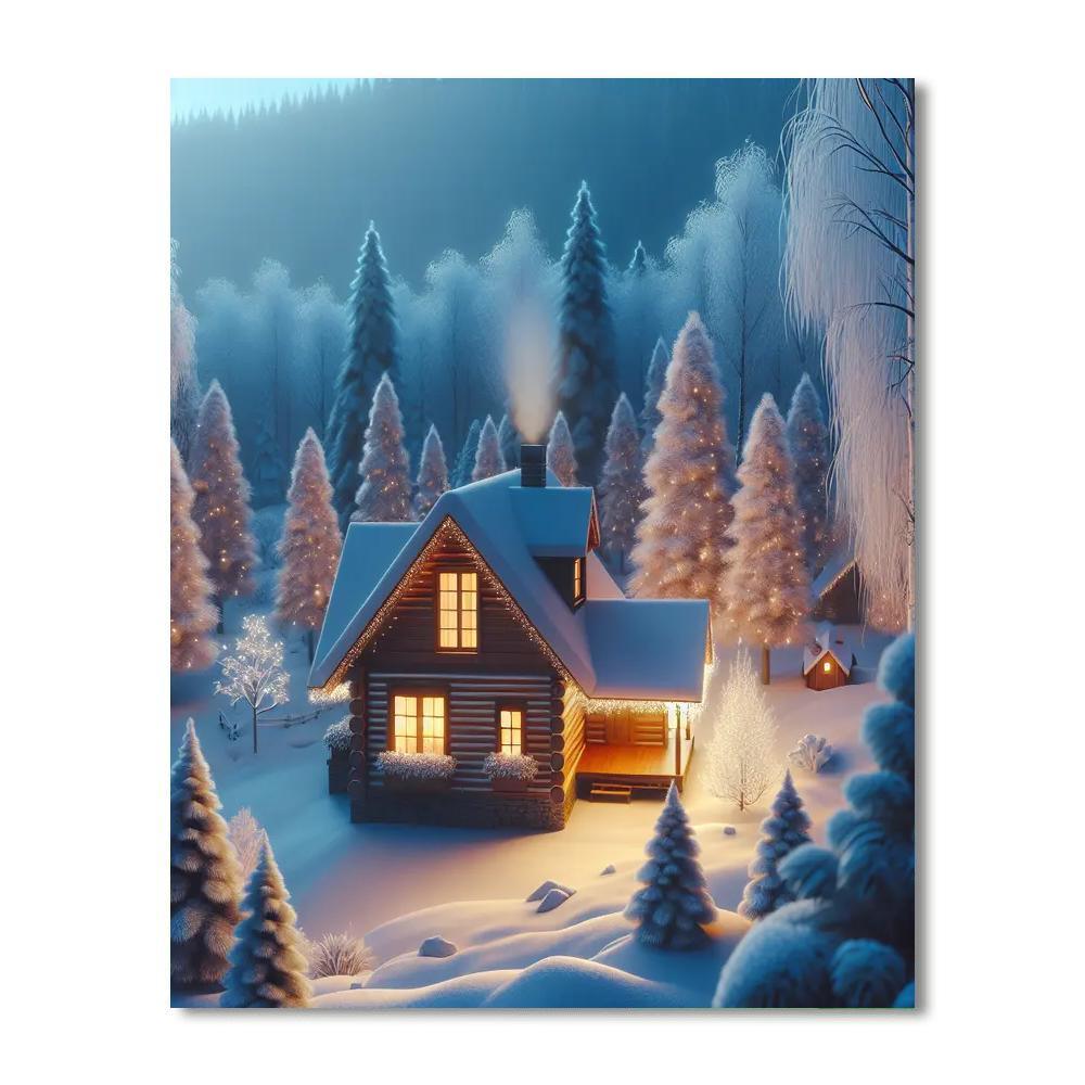 Dreamy Winter Cabin DIY Paint By Numbers