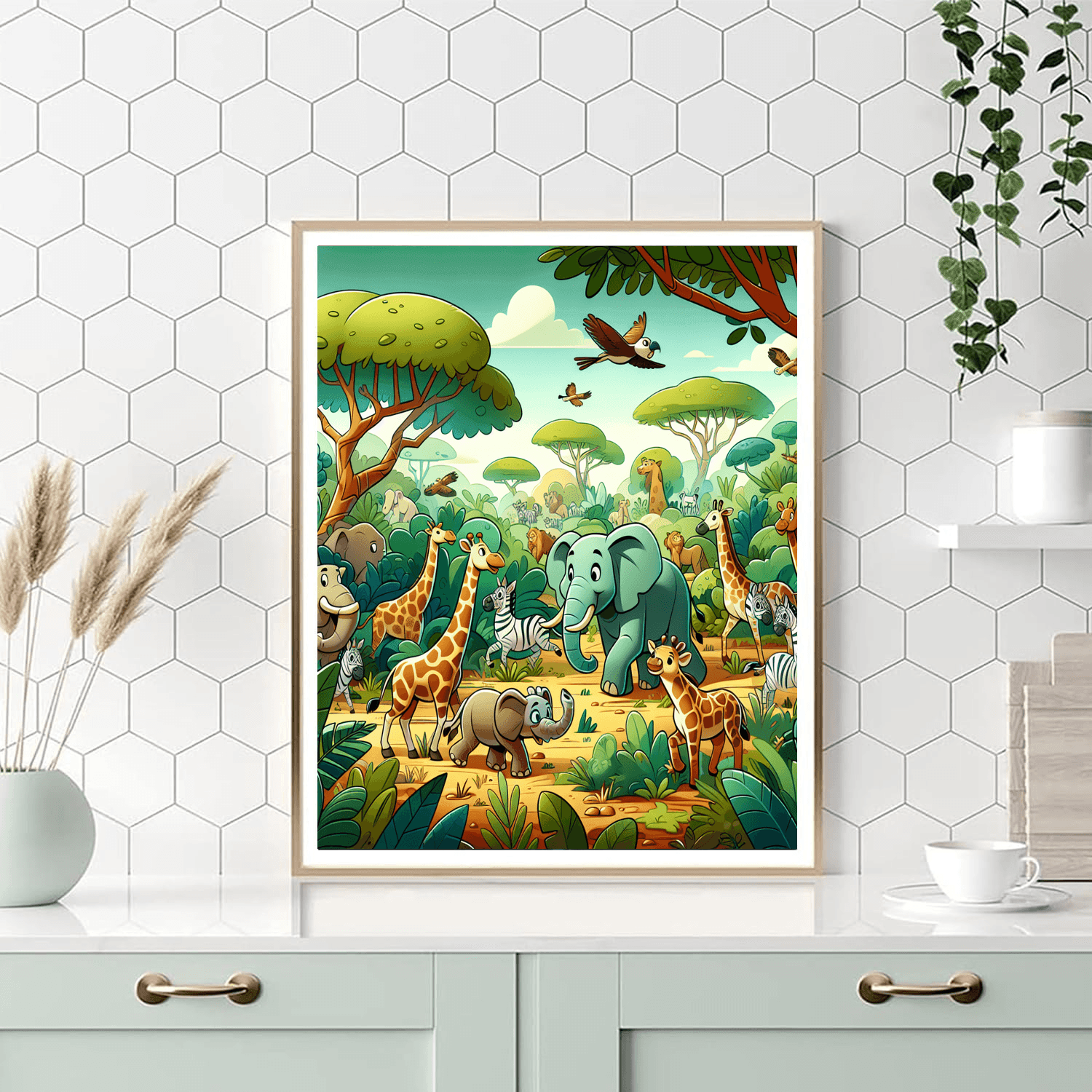 Cheerful Animal Safari Paint By Numbers Art