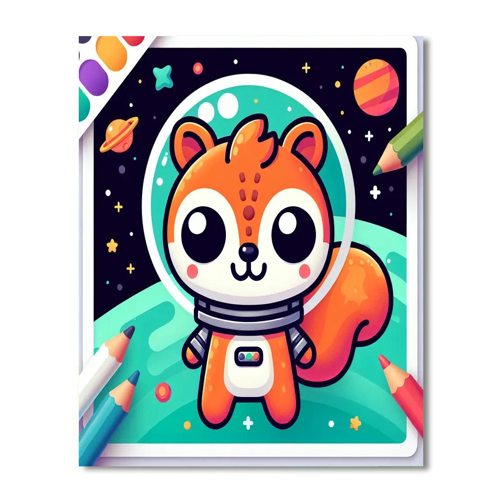 Space Explorer Squirrel Number Painting