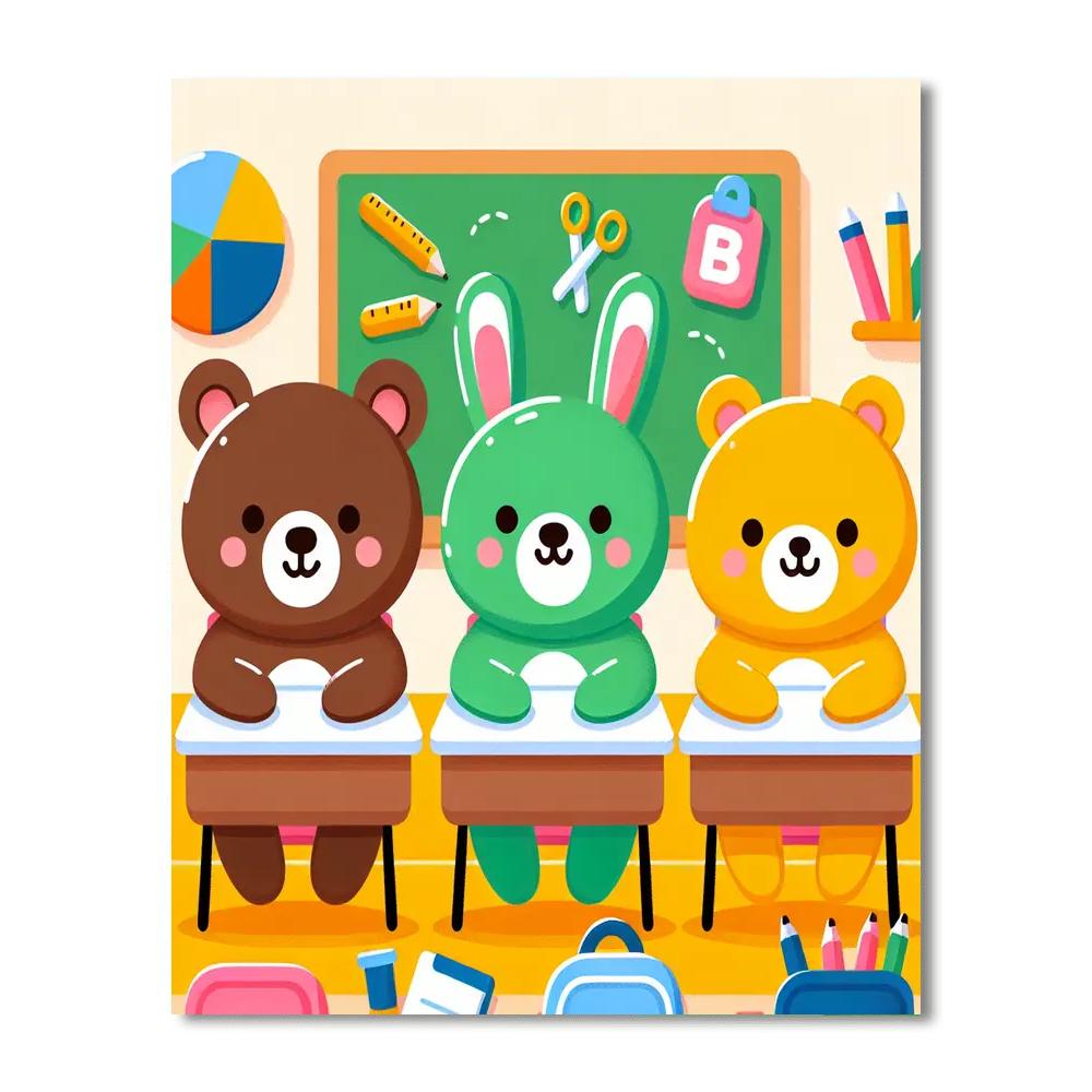 Joyful Animal School Painting By Numbers Kit