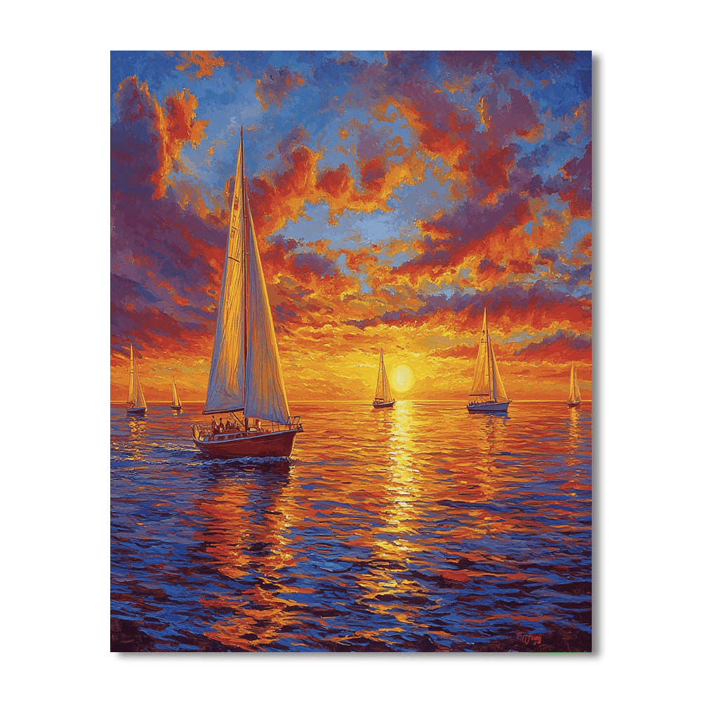J.M.W. Turner Inspired Sailing Into The Horizon  Paint By Numbers Kits