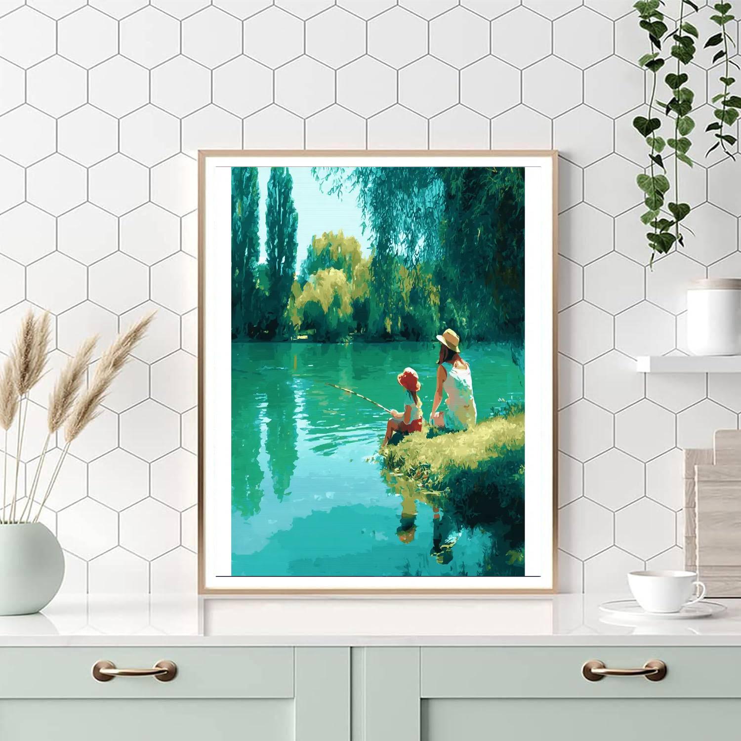 Fishing Together Number Painting