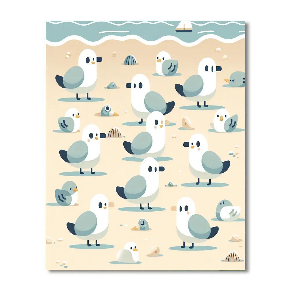 Giggling Gull Gathering Numbered Painting Kits