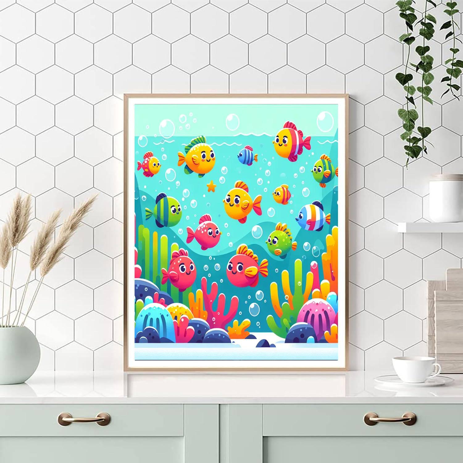 Bubbly Fishes Number Painting