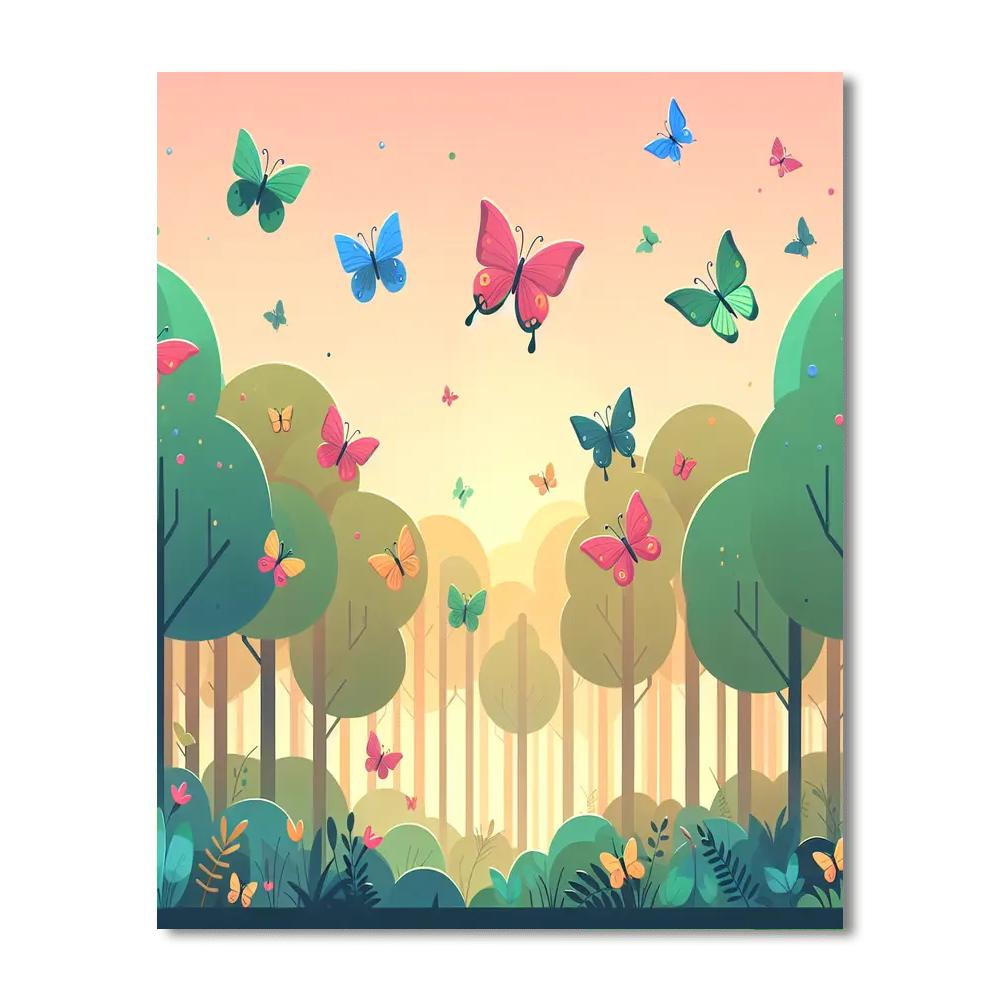 Magical Butterfly Forest Number Painting