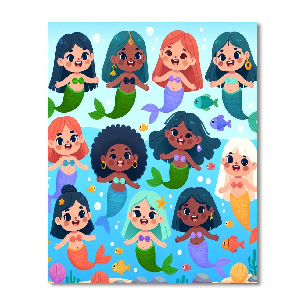 Bubbly Mermaid Friends Painting By Numbers Kit