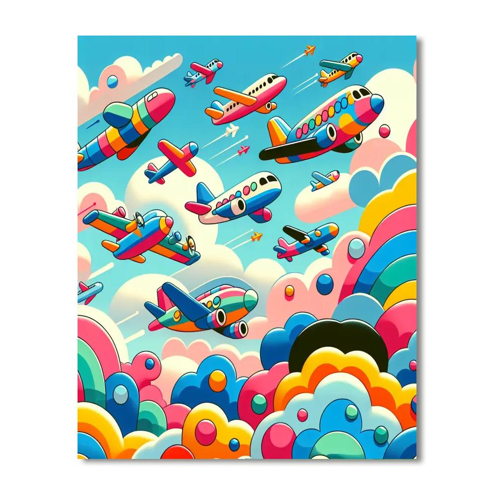 Adventurous Airplanes Number Painting