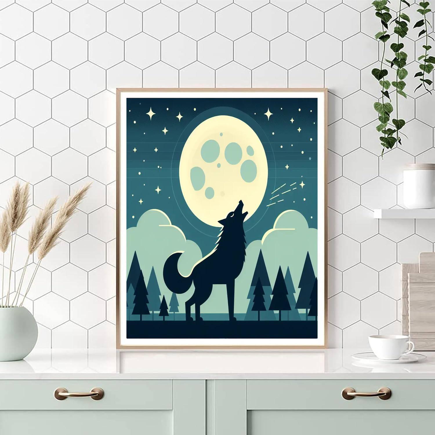 Moonlight Wolf Howl Paint By Numbers Art